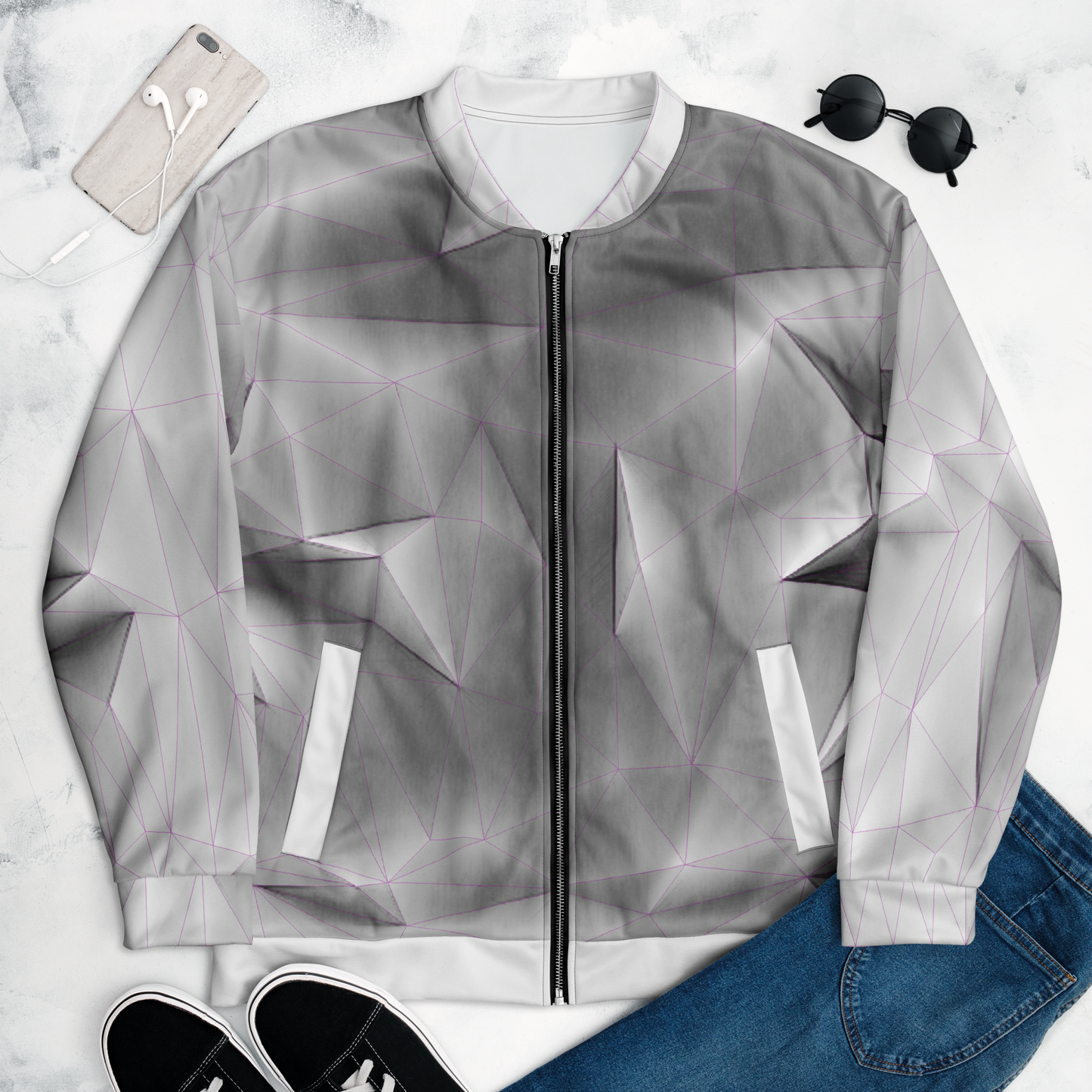 ANSO — Low-Poly Bomberjacke (Pinkes Gittersystem)