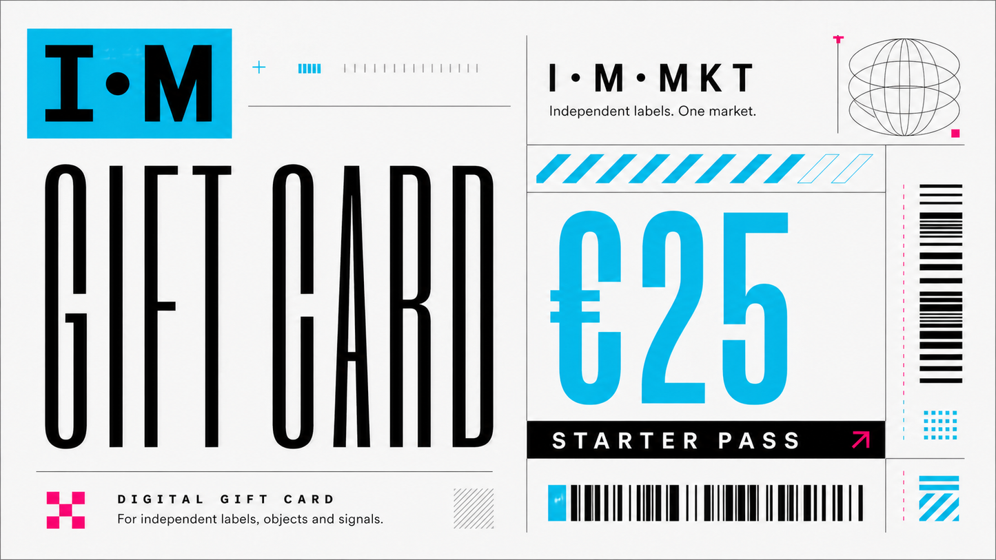 Gift card and starter pass with I.M.MKT branding on a white background