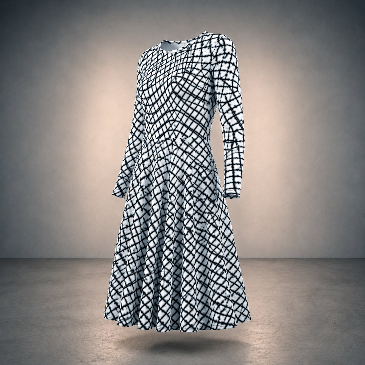 ANSO Cellular Mesh Midi Dress