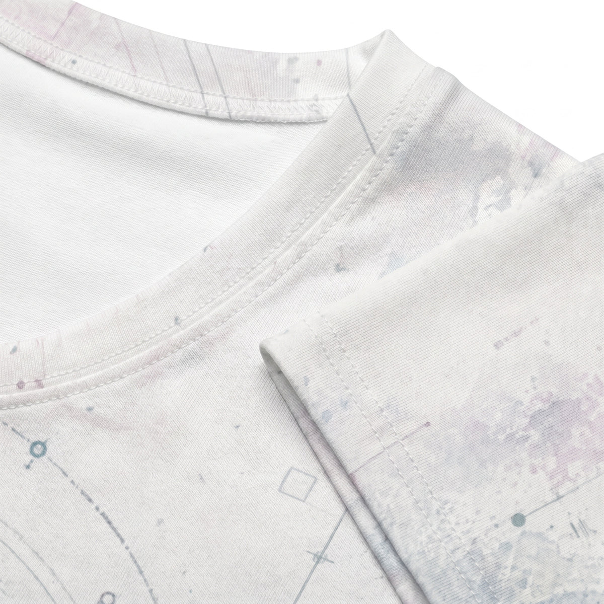 Close-up of a white shirt with a subtle pattern on a white background