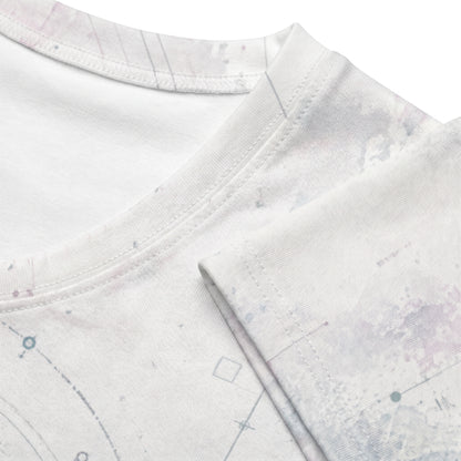 Close-up of a white shirt with a subtle pattern on a white background