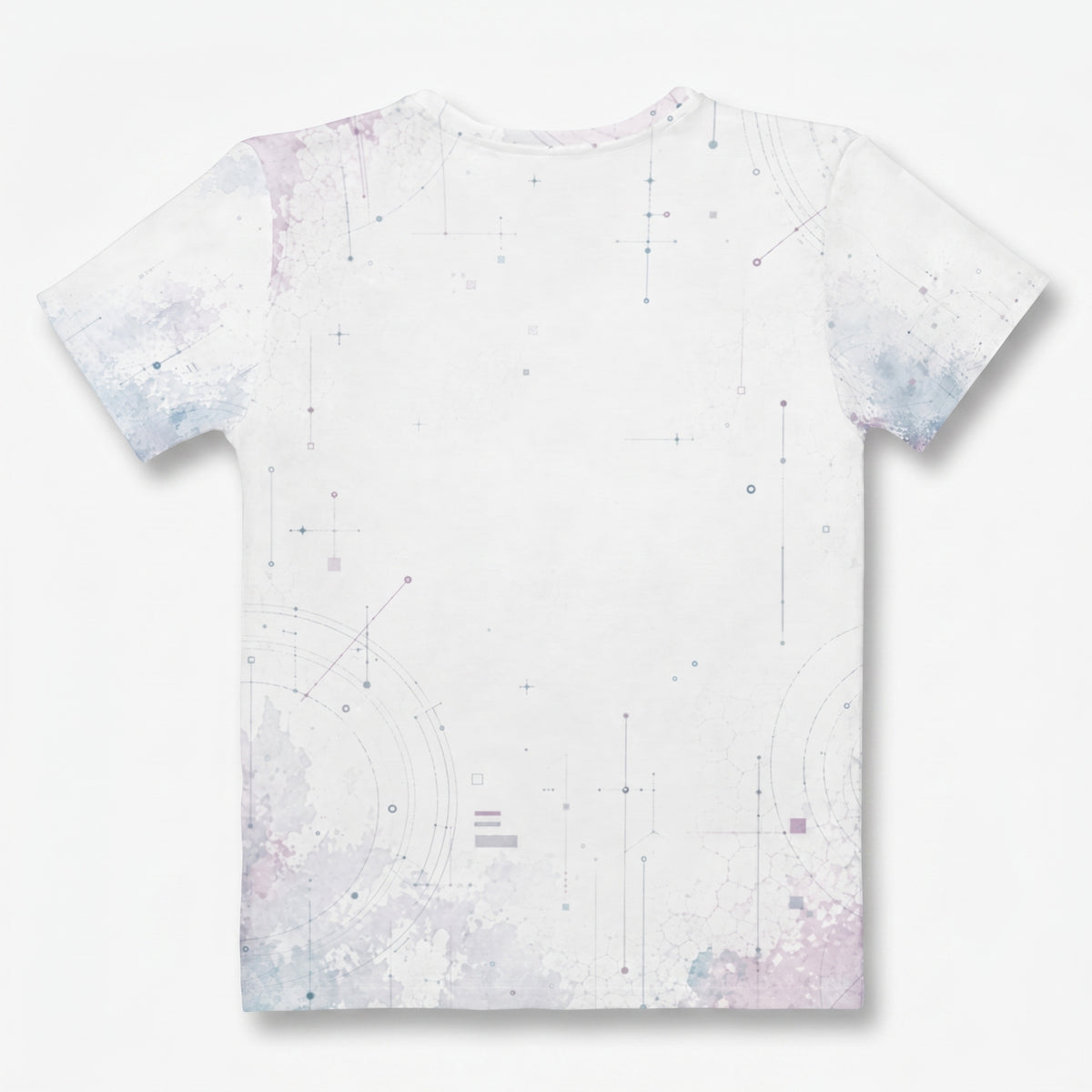 White t-shirt with subtle pattern on a white background