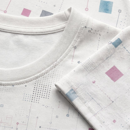 Close-up of a white fabric with geometric pattern on a white background