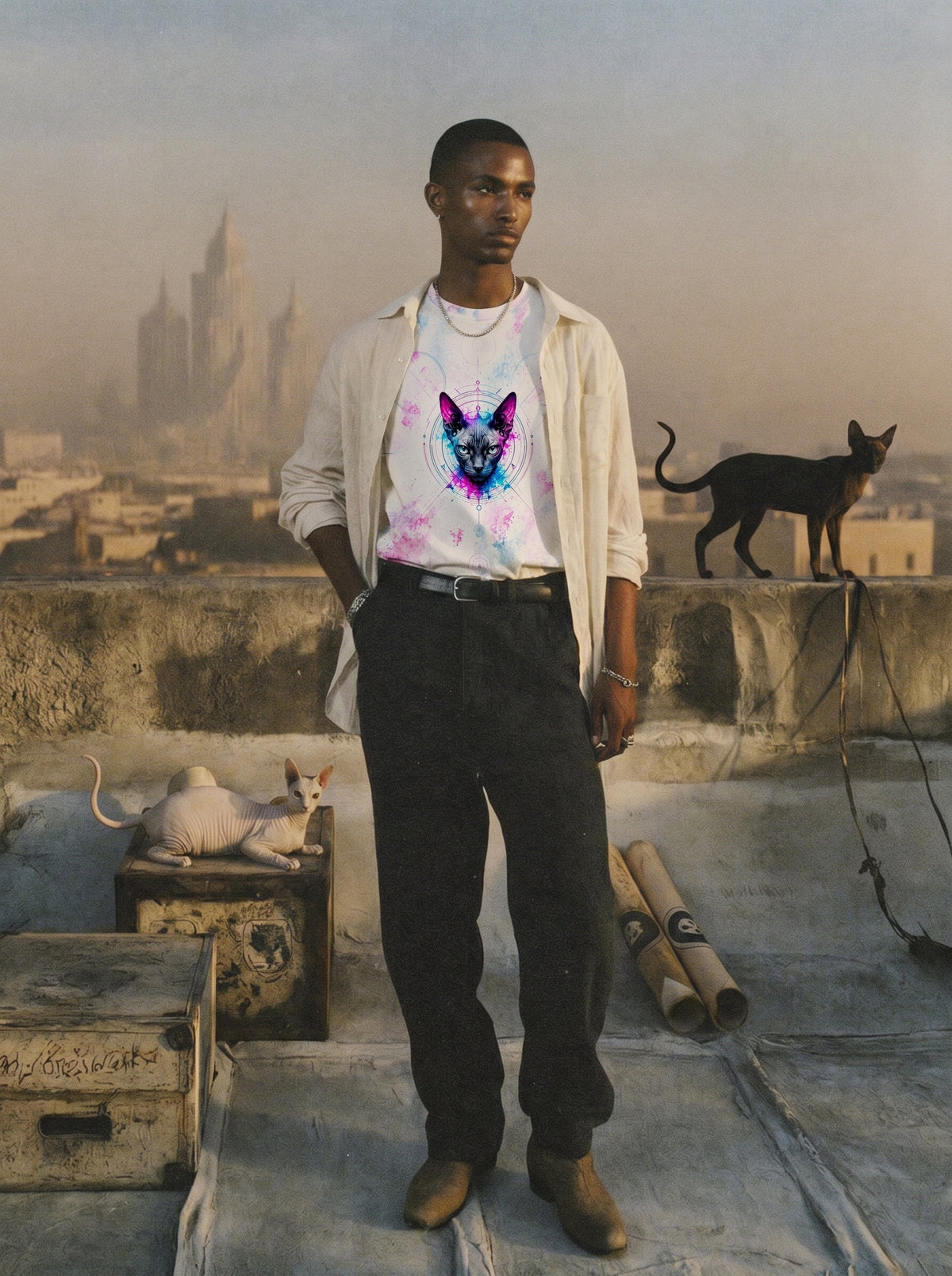 SilverWEAR // Surface Tension — Sphynx Cat — Men’s T-Shirt