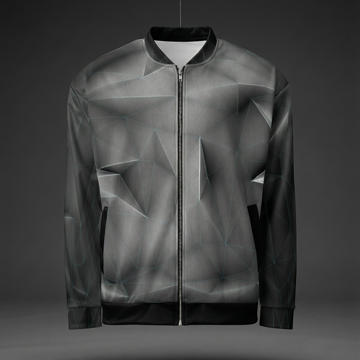 ANSO — Low-Poly Bomber Jacket (Blue Grid System)