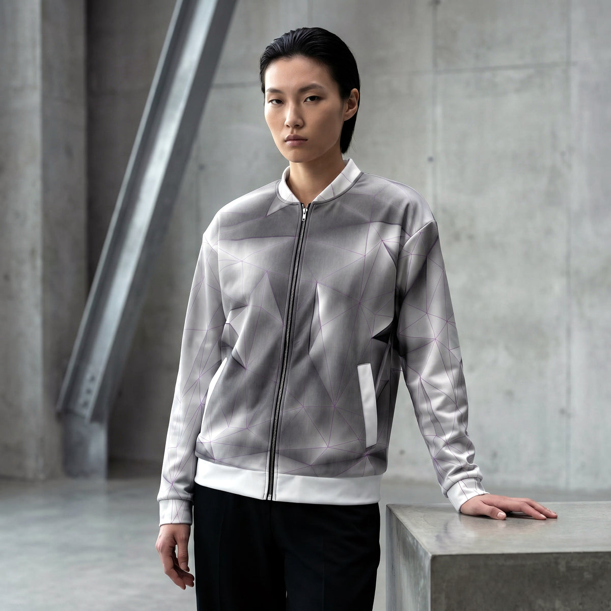 ANSO — Low-Poly Bomber Jacket (Pink Grid System)