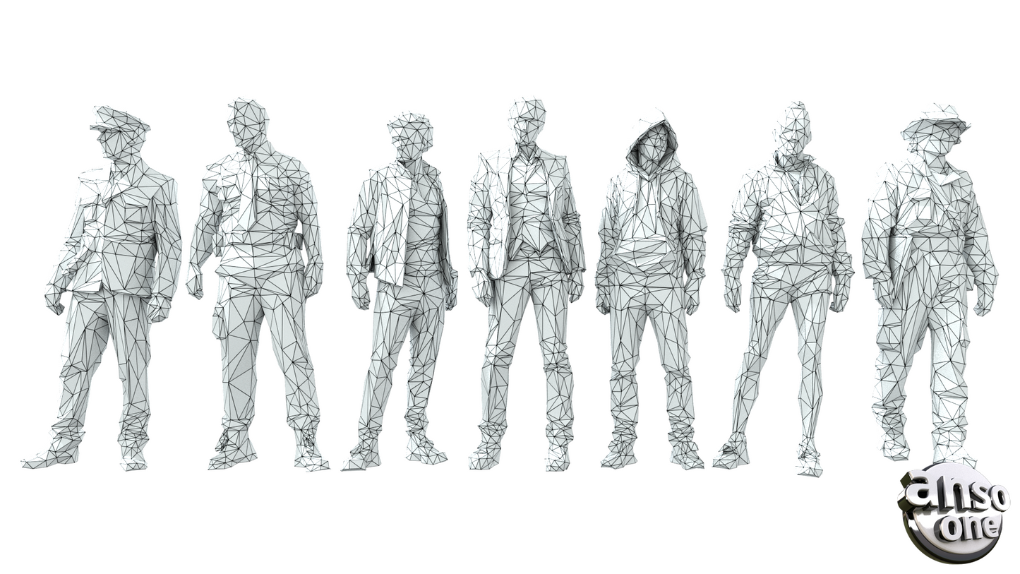 3d Model - Low Poly Male bundle 04