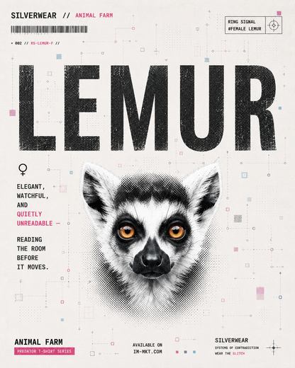 Lemur illustration with text about 'Animal Farm' and 'Silverwear'.