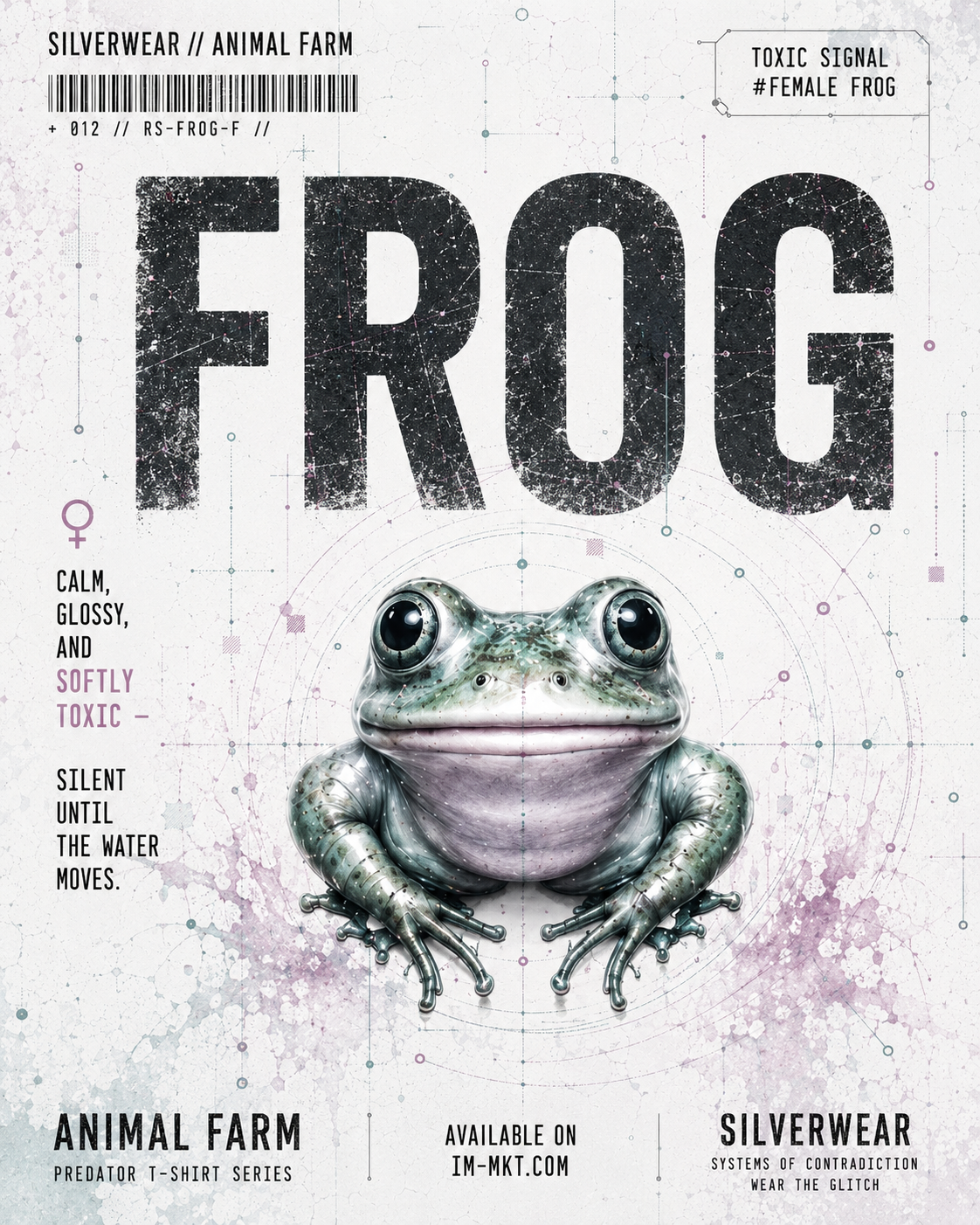 Frog graphic with text on a grid background