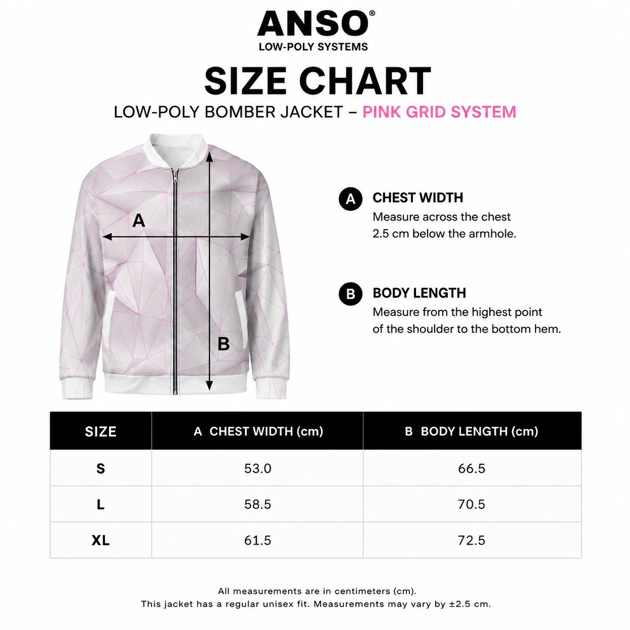 ANSO — Low-Poly Bomberjacke (Pinkes Gittersystem)