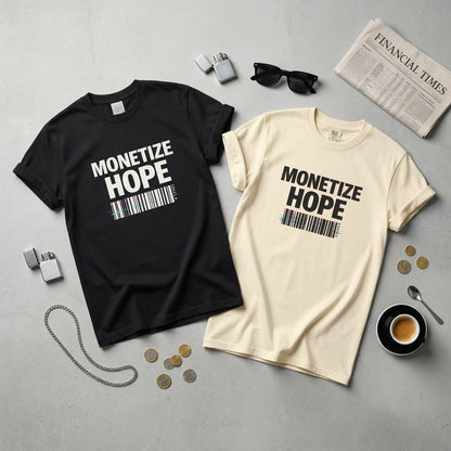 MONETIZE HOPE — Heavyweight-T-Shirt mit Light Leak
