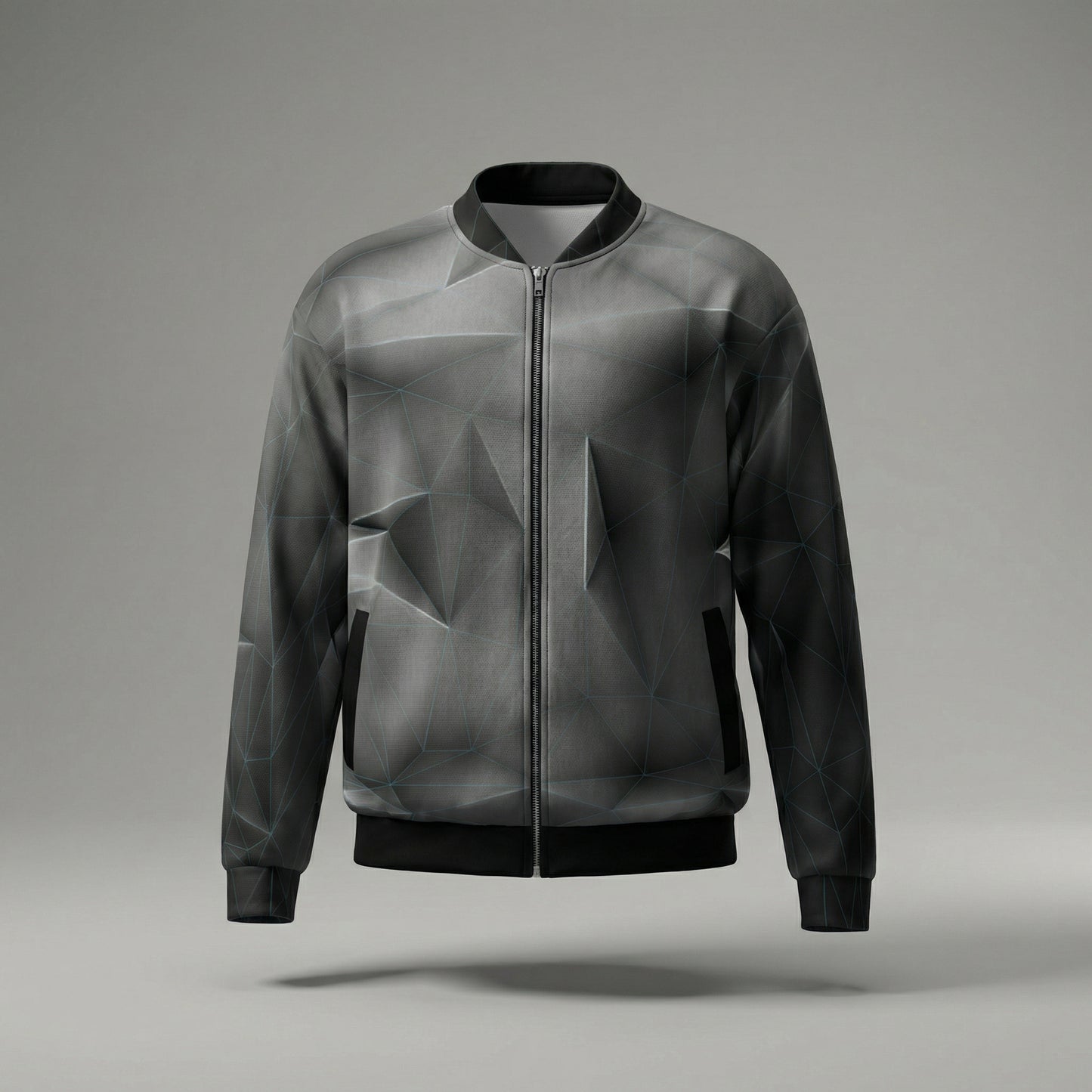 ANSO — Low-Poly Bomber Jacket (Blue Grid System)