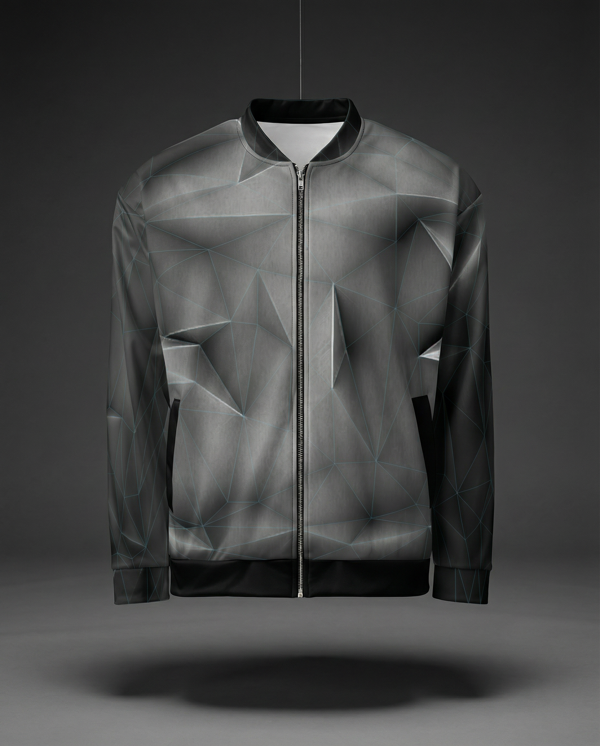 ANSO — Low-Poly Bomber Jacket (Blue Grid System)