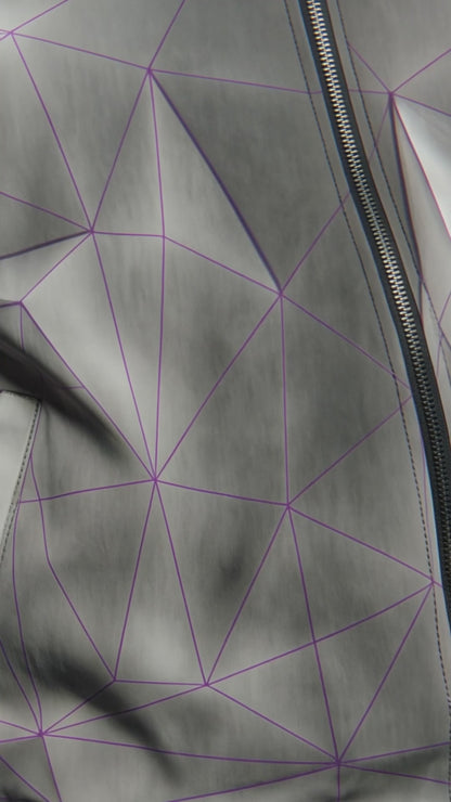 ANSO — Low-Poly Bomberjacke (Blaues Rastersystem)