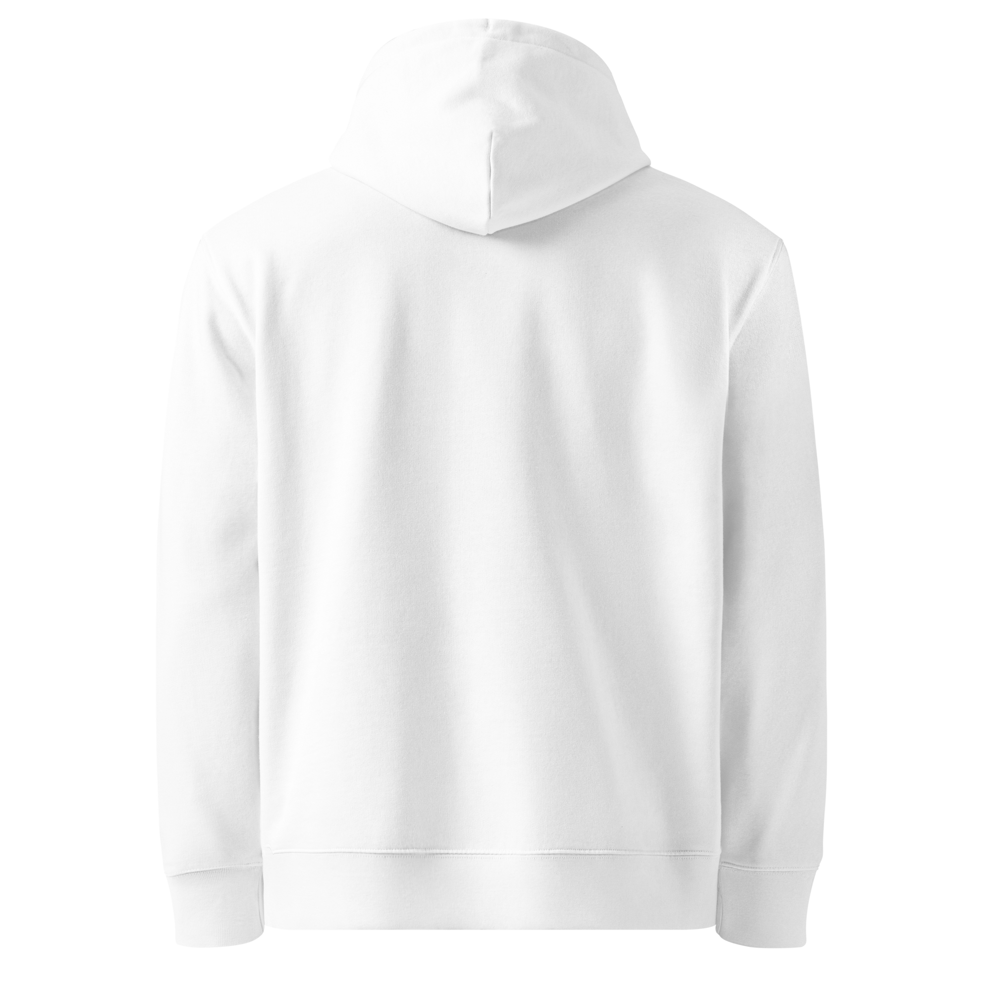 Black hoodie shown from the back on a white background